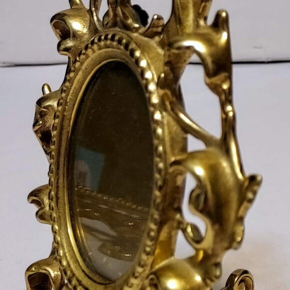 Vintage Victorian Style Gold Cast Iron Easel Picture Frame 71/2" 51/2" Glass - Picture 6 of 11